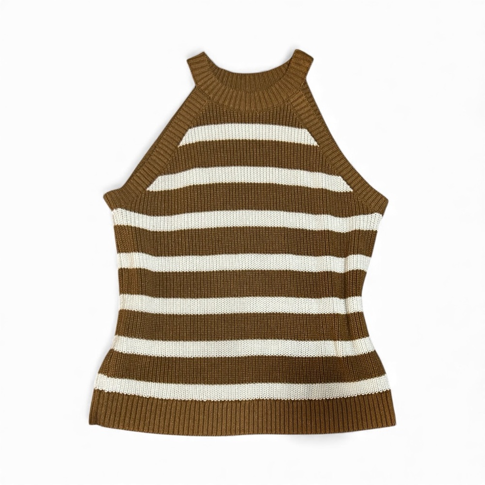 Old Navy Brown and White Striped Sweater Top - Picture 2 of 5